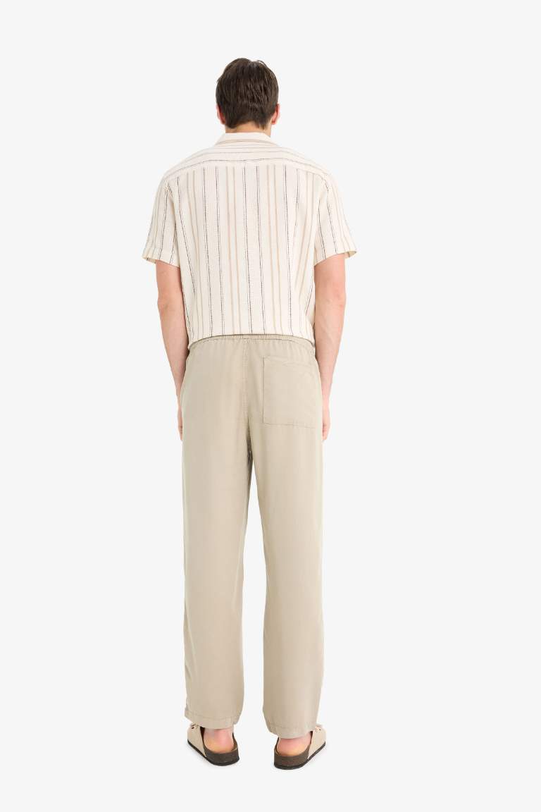 Bol Rahat Kesim Wide Leg Üç Cepli Geniş Paça Yazlık Tensel Pantolon