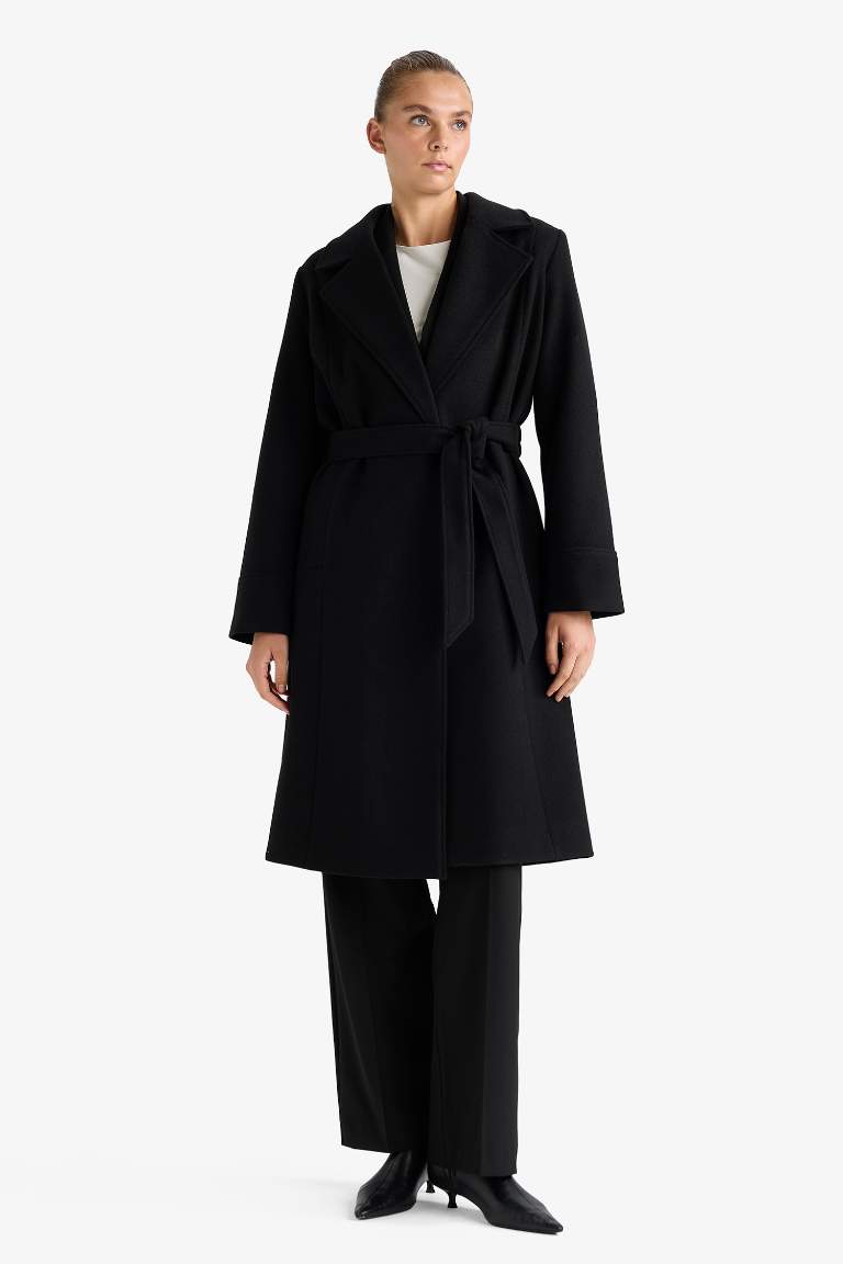 Regular Fit шерстяное пальто с поясом