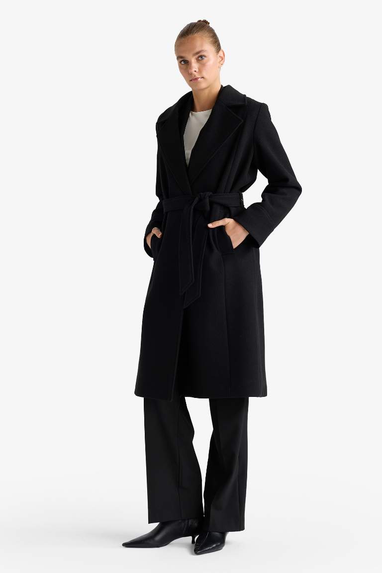 Regular Fit шерстяное пальто с поясом