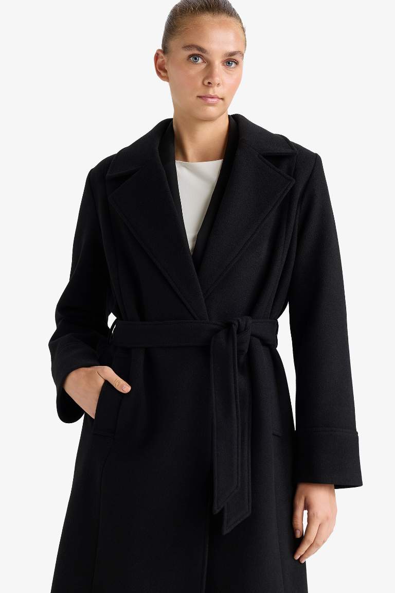 Regular Fit шерстяное пальто с поясом