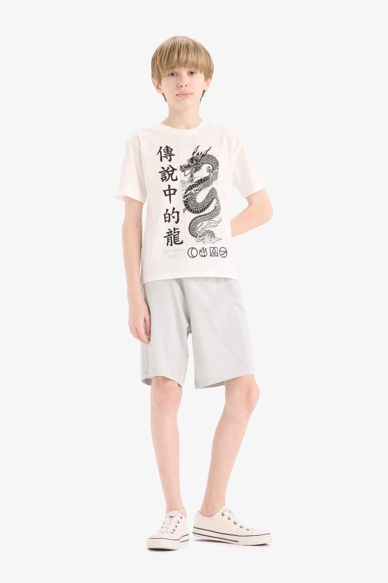 Boy Printed T-Shirt Elastic Waist Shorts 2 Piece Set