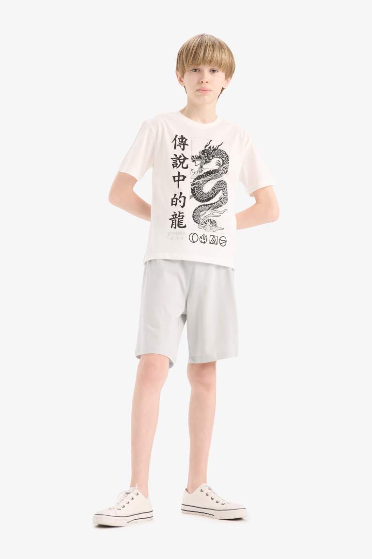 Boy Printed T-Shirt Elastic Waist Shorts 2 Piece Set