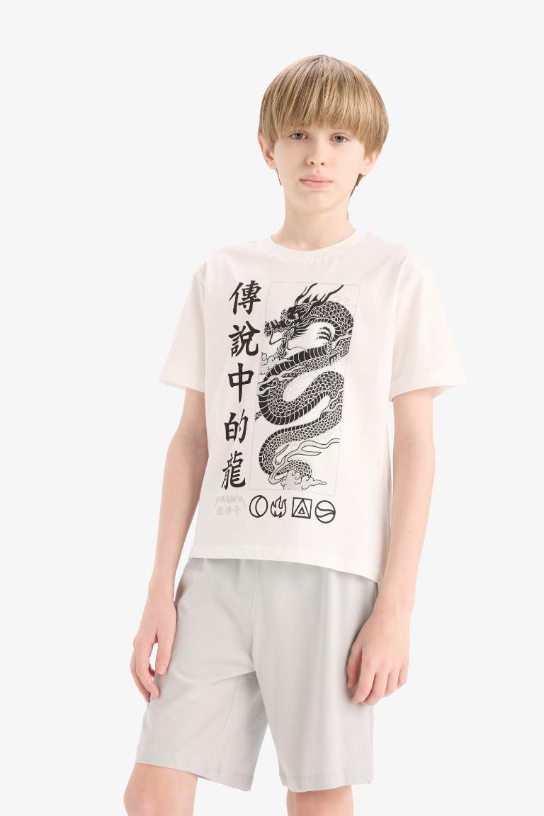 Boy Printed T-Shirt Elastic Waist Shorts 2 Piece Set