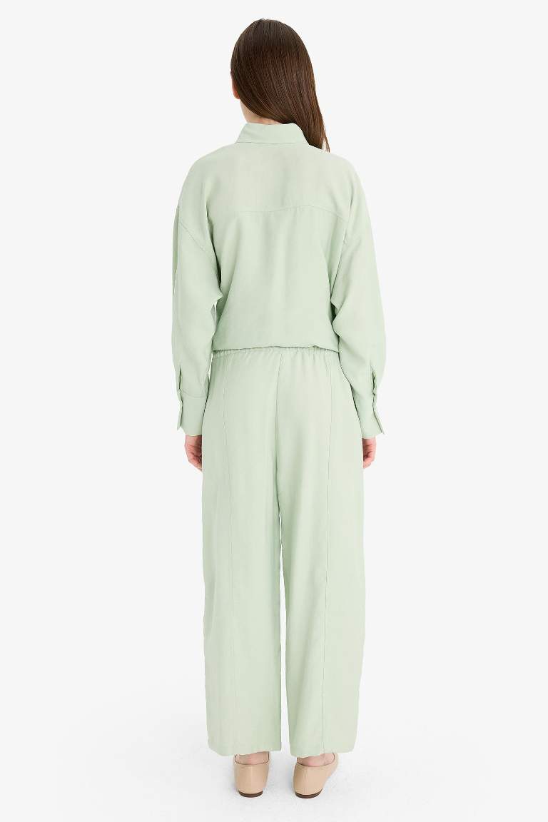 Beli Lastikli Basic Düz Modal Harem Pantolon