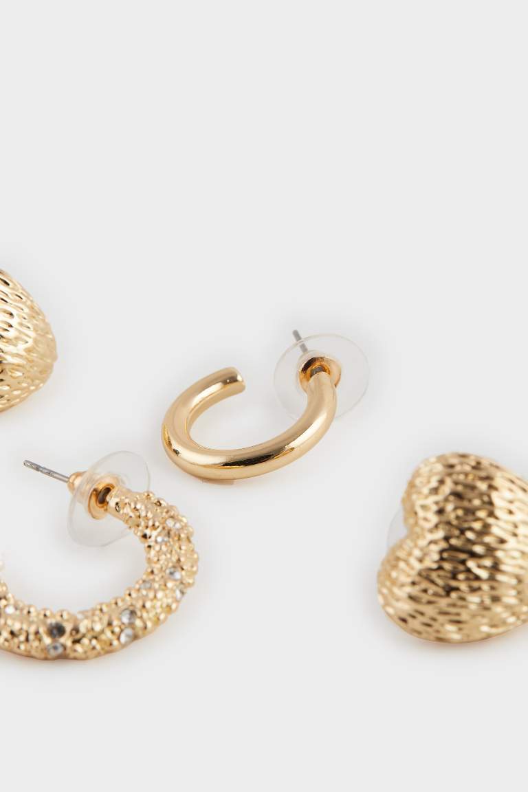 Kadın 3'lü Gold Küpe