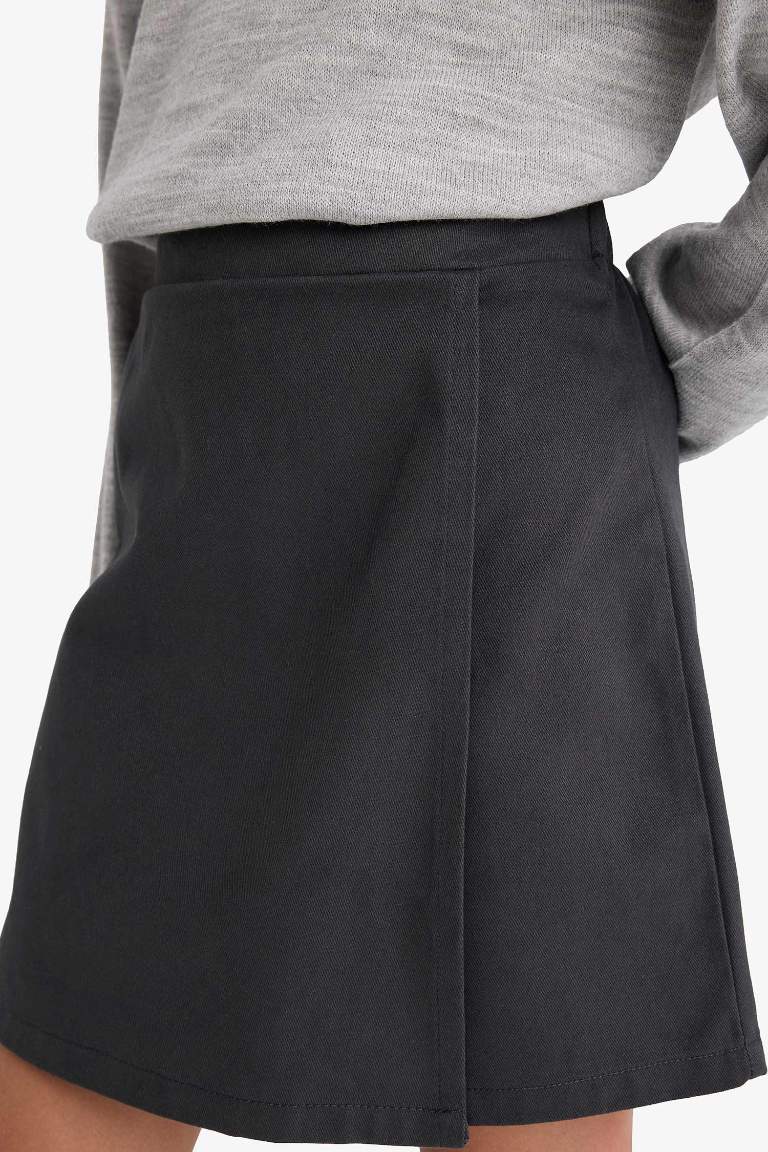 Kız Çocuk Okul Beli Lastikli Gabardin Şort Etek