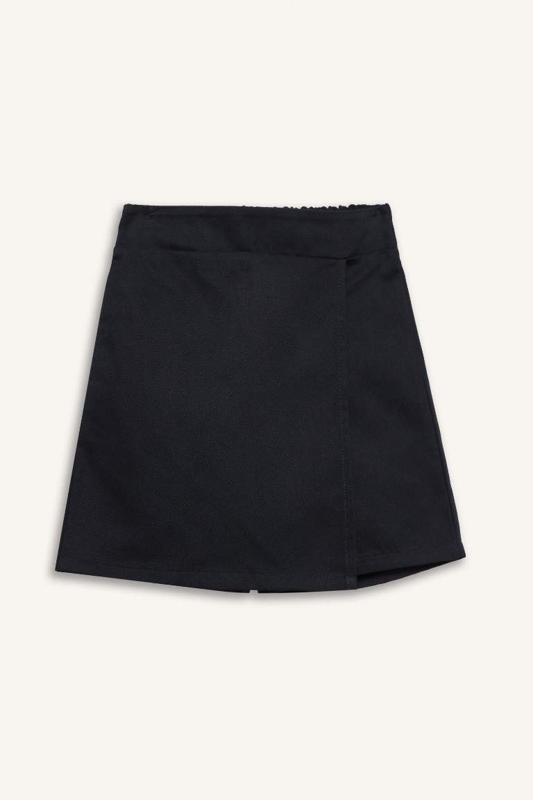 Kız Çocuk Okul Beli Lastikli Gabardin Şort Etek