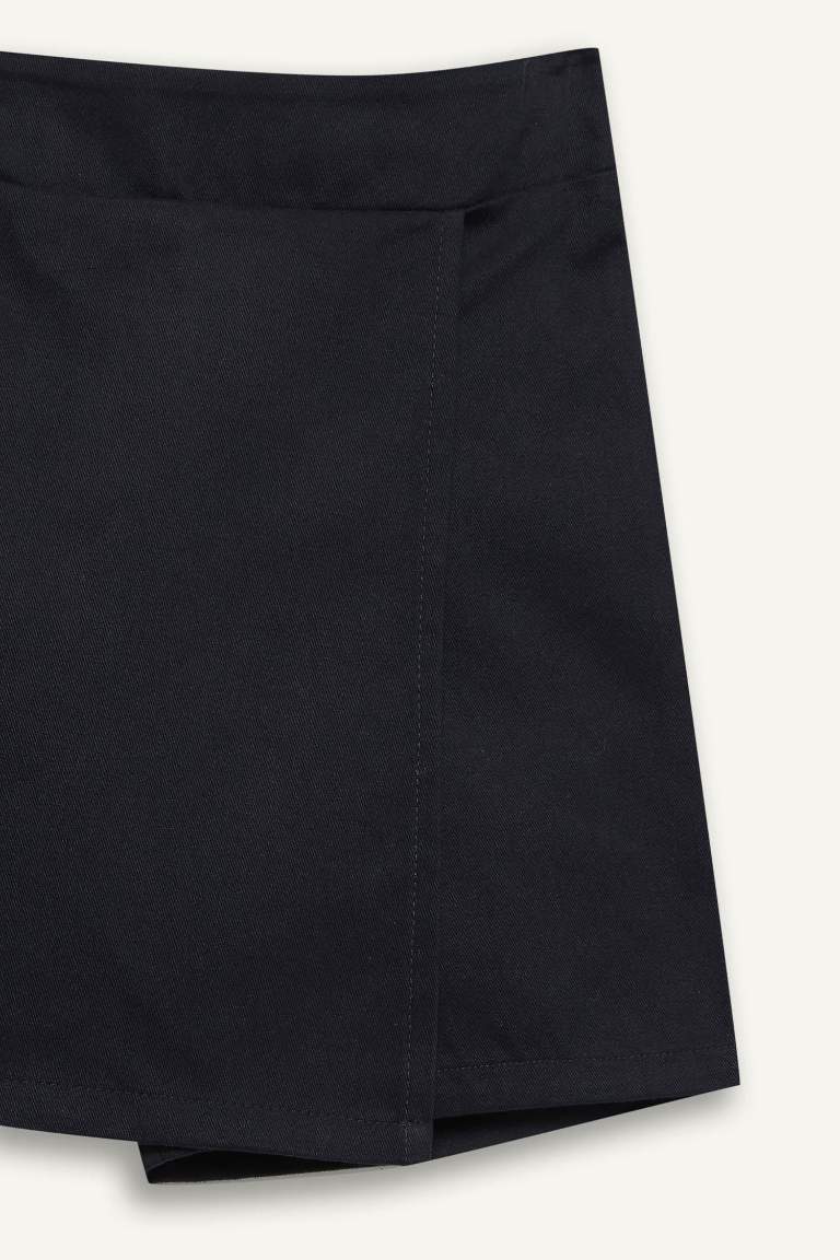 Kız Çocuk Okul Beli Lastikli Gabardin Şort Etek