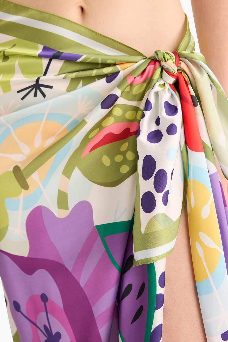 Desenli Saten Pareo