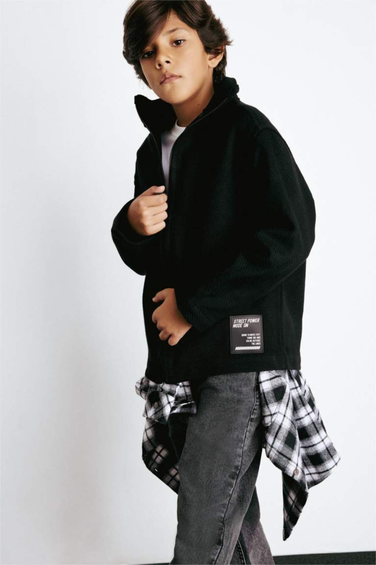 Детская куртка-рубашка с длинным рукавом и воротником оверсайз