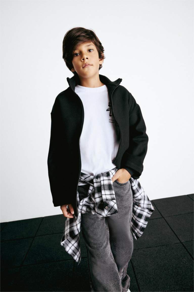 Детская куртка-рубашка с длинным рукавом и воротником оверсайз