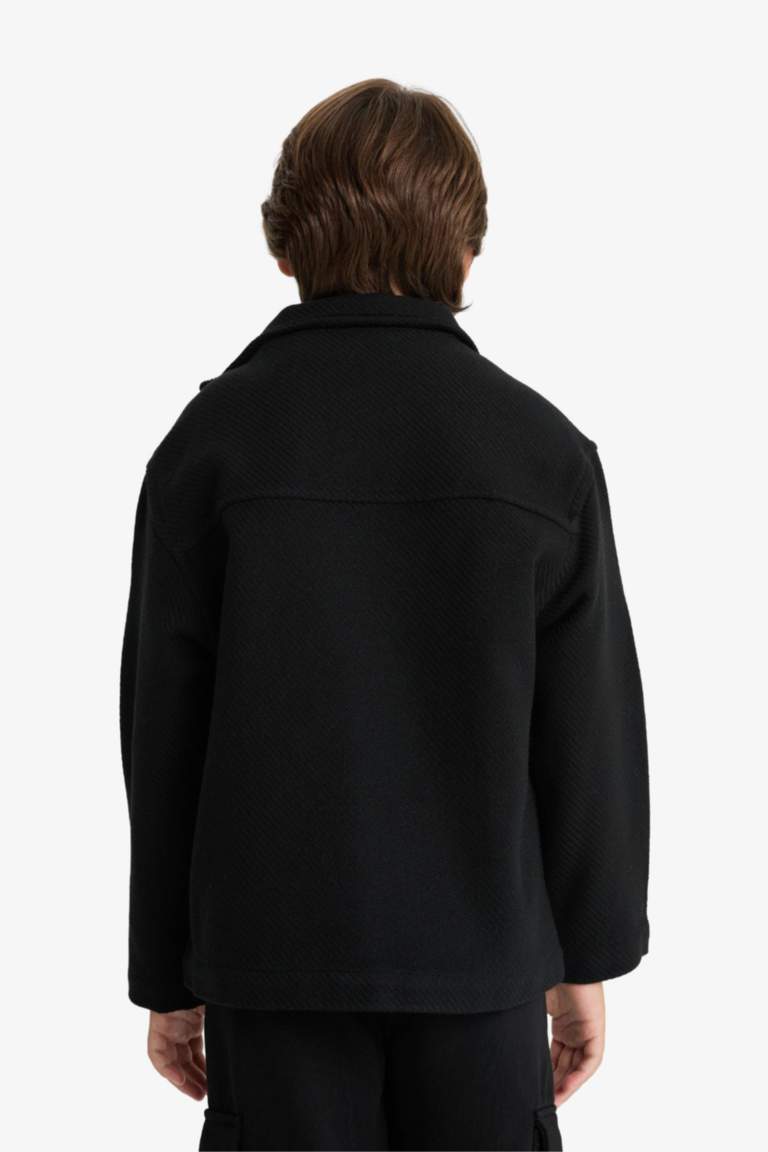 Детская куртка-рубашка с длинным рукавом и воротником оверсайз