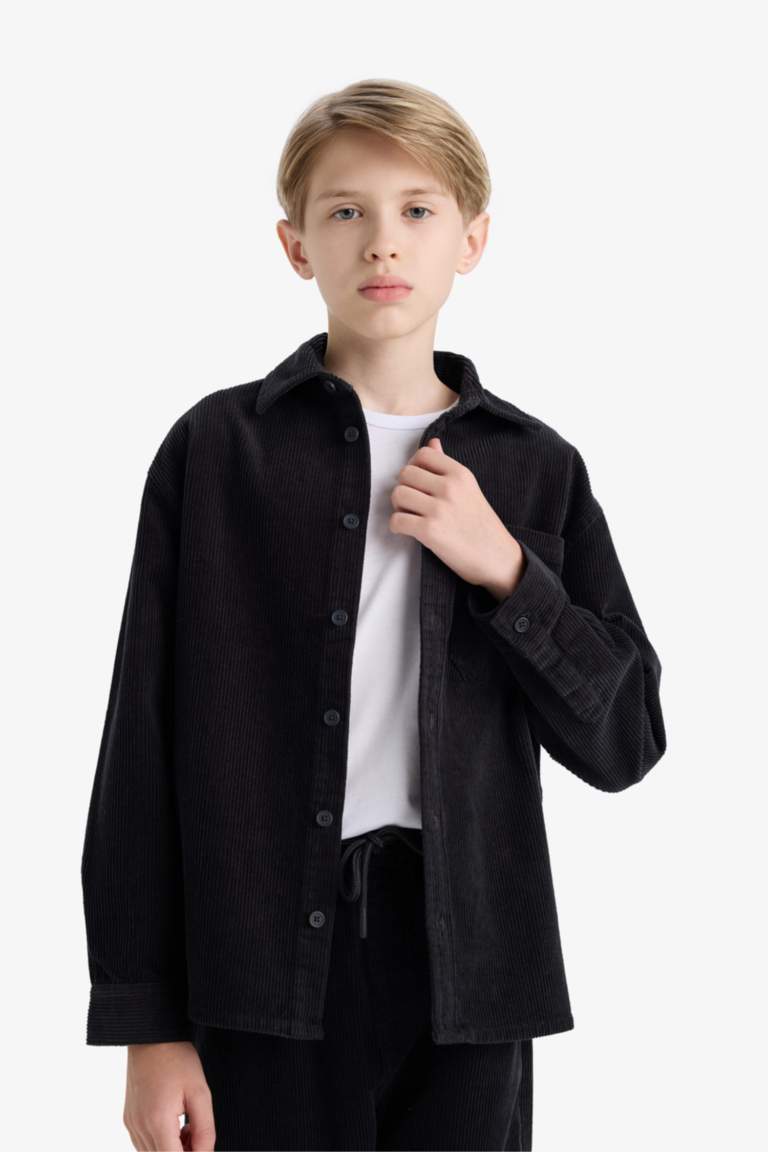 Chemise oversize en velours côtelé à manches longues pour garçon