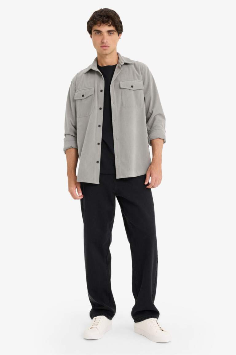 Regular Fit Long Sleeves Velvet Shirt