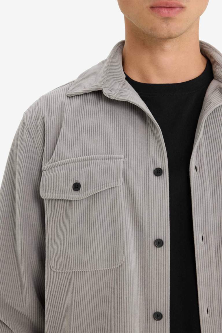 Regular Fit Long Sleeves Velvet Shirt