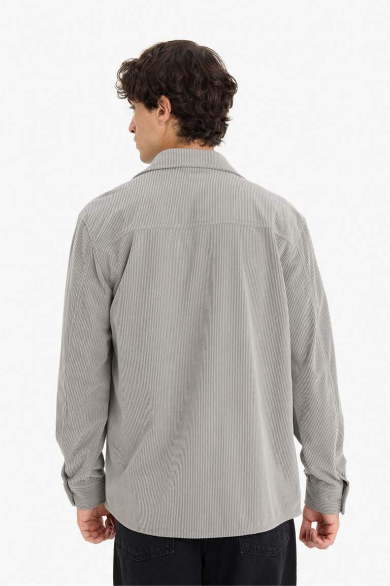 Regular Fit Long Sleeves Velvet Shirt