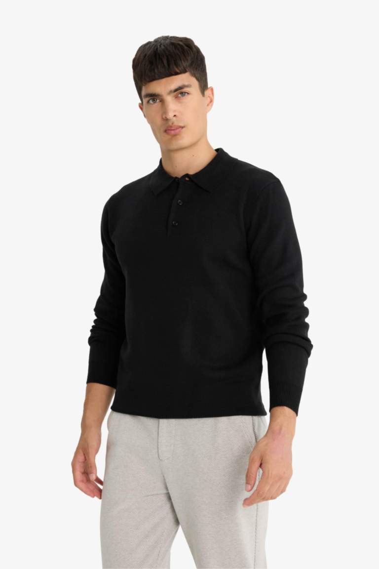 Standard Fit Polo Collar Knitwear Pullover