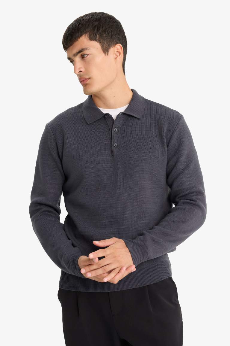 Standard Fit Polo Collar Knitwear Pullover