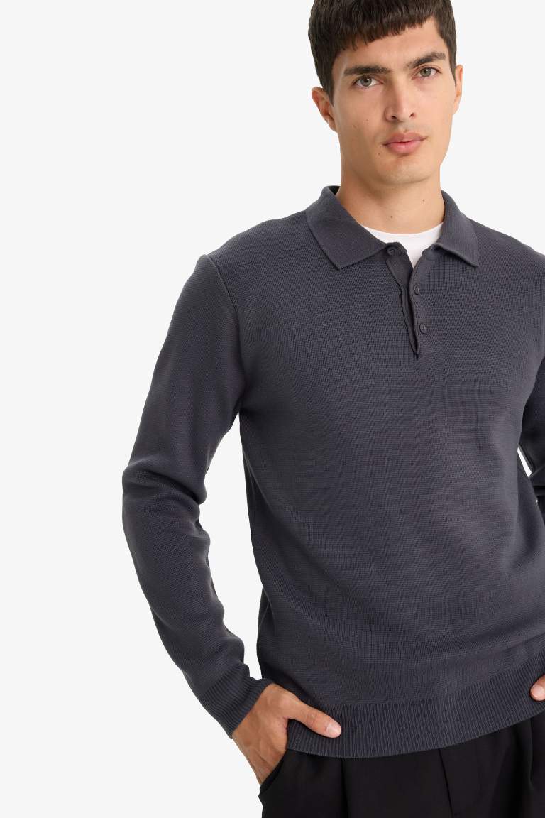 Standard Fit Polo Collar Knitwear Pullover