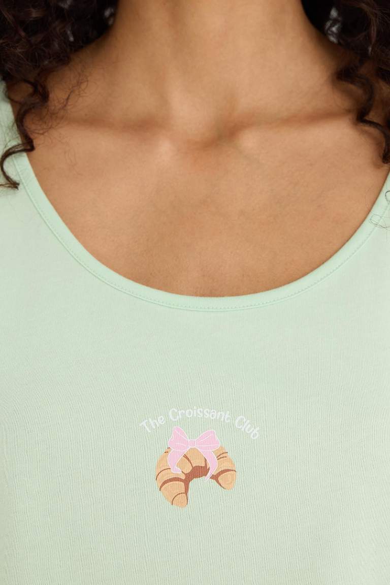 Regular Fit Pijama Takımı Kolsuz Baskılı Üst Esnek Belli Şort-Fall in Love