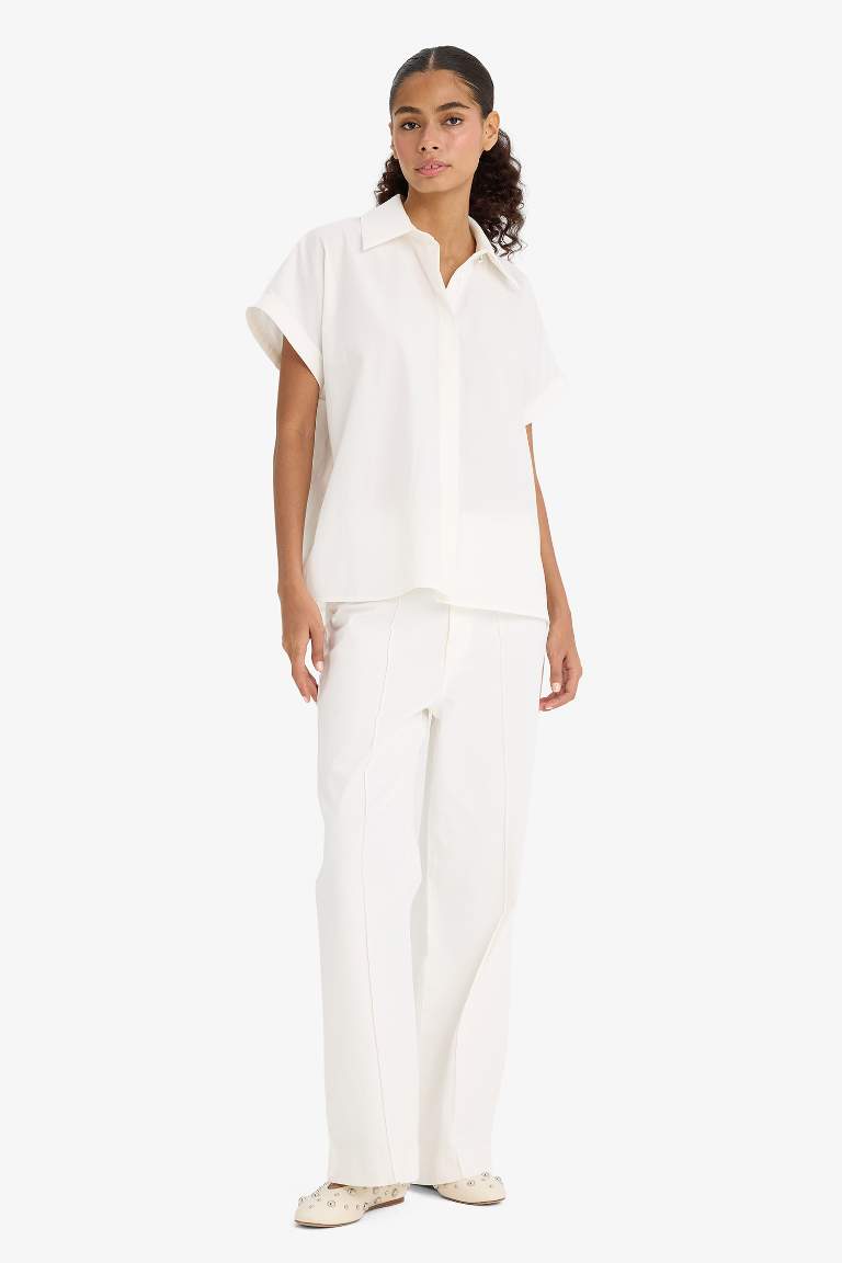 Wide Leg Cepli Yüksek Bel Gabardin Pantolon