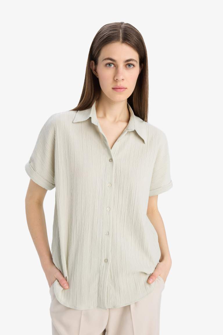 Regular Fit Shirt Collar Short Sleeve Shirt