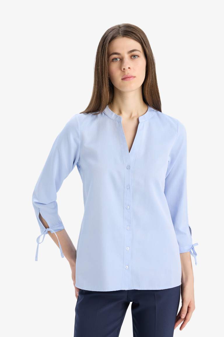 Regular Fit Shirt Collar Poplin Long Sleeve Shirt