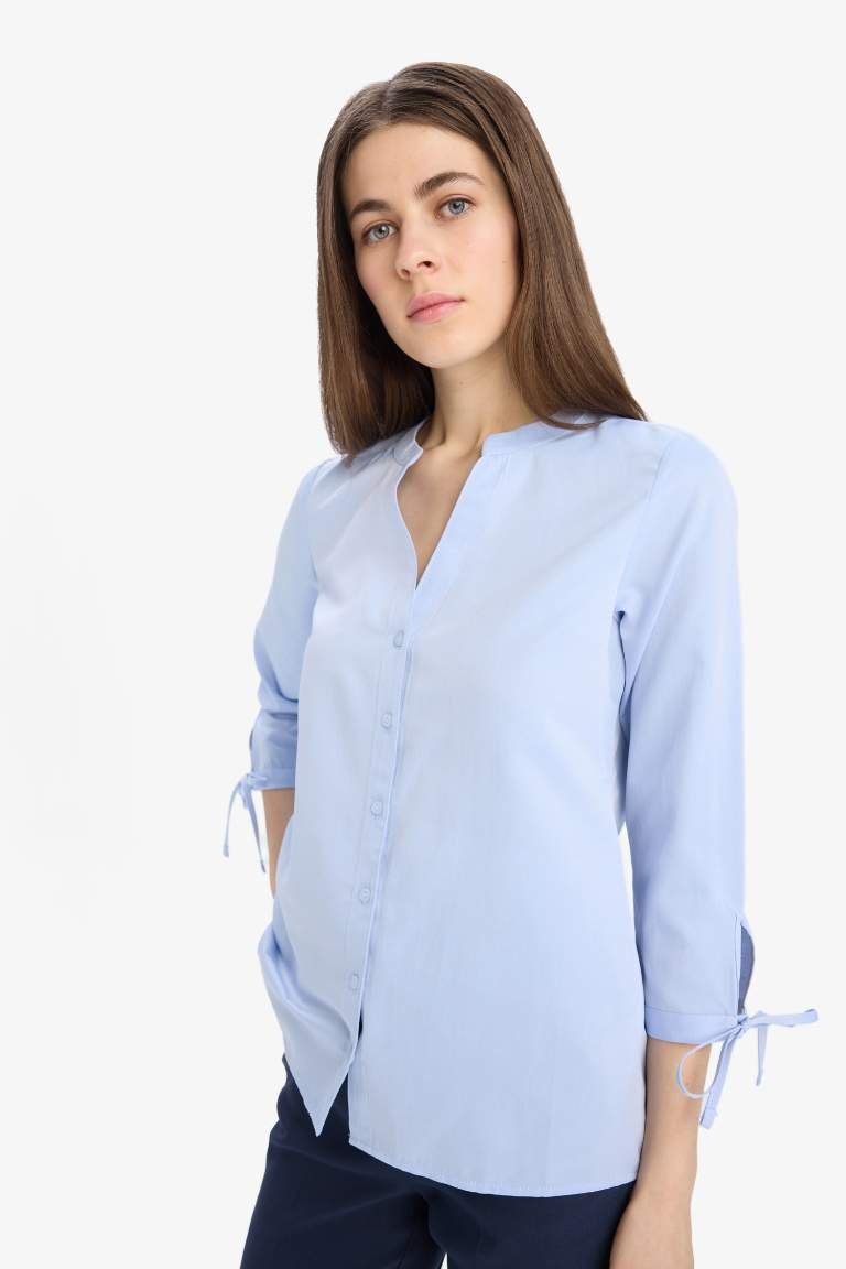 Regular Fit Shirt Collar Poplin Long Sleeve Shirt