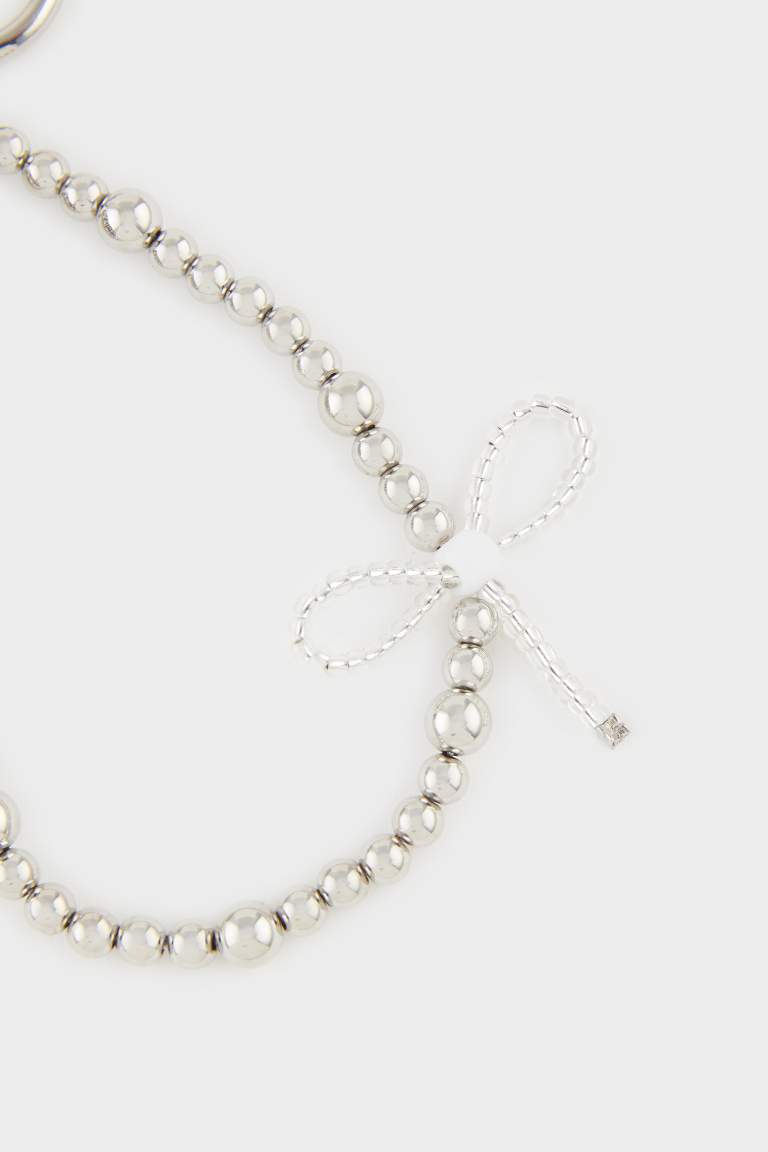 Woman Plaid Heart Charm Keychain