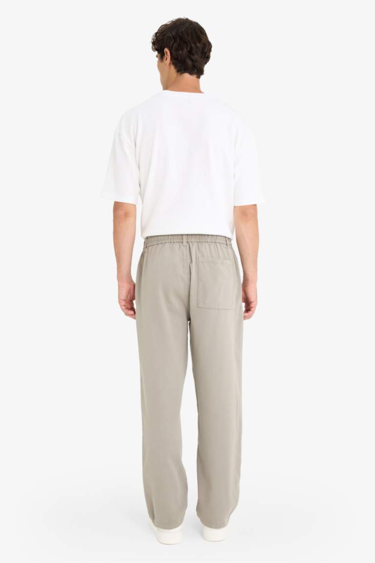 Wide Leg Regular Hem Zipper Trousers