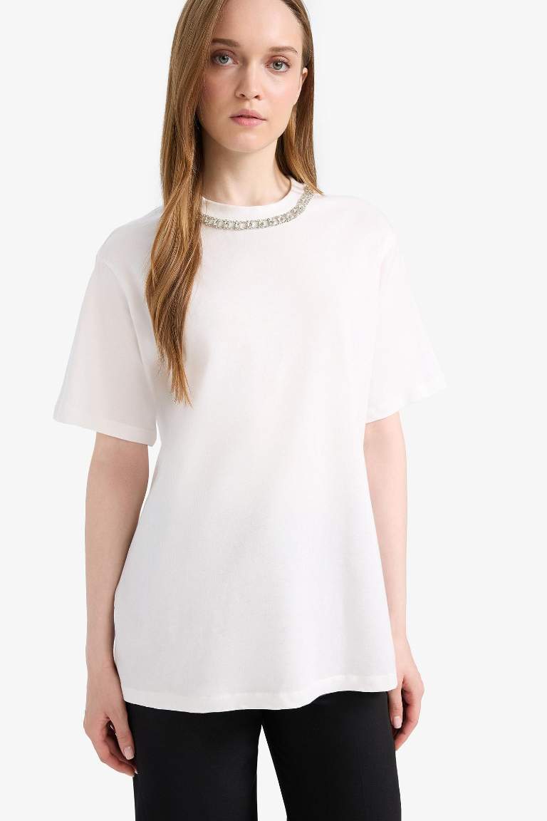 Regular Fit Crew Neck Short Sleeve Tunic
