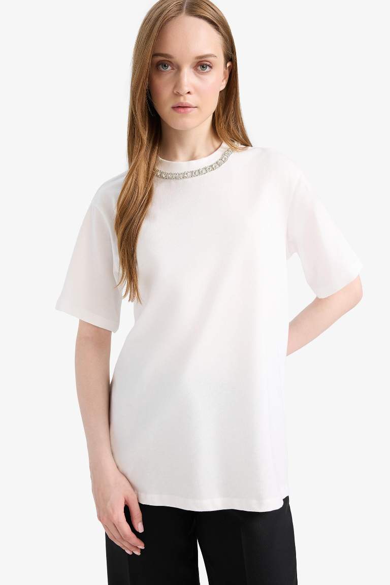 Regular Fit Crew Neck Short Sleeve Tunic
