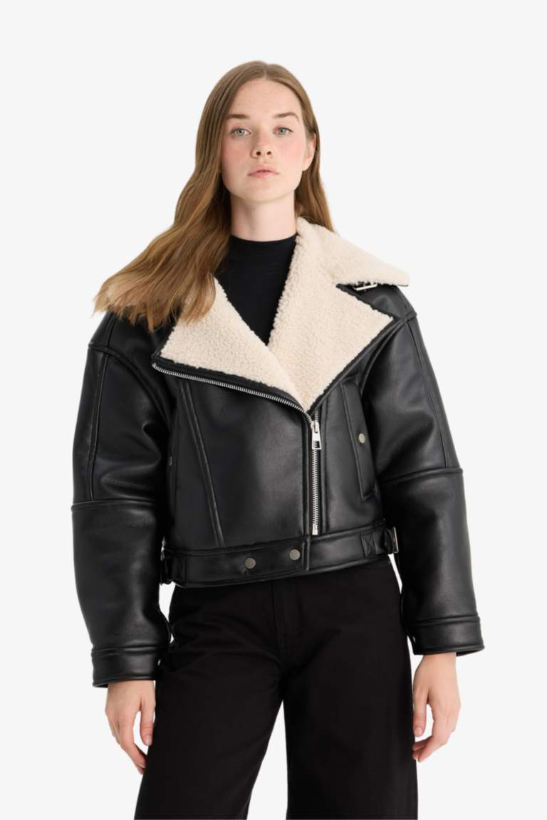 Удлиненная куртка Oversize с подкладкой из искусственного меха на молнии