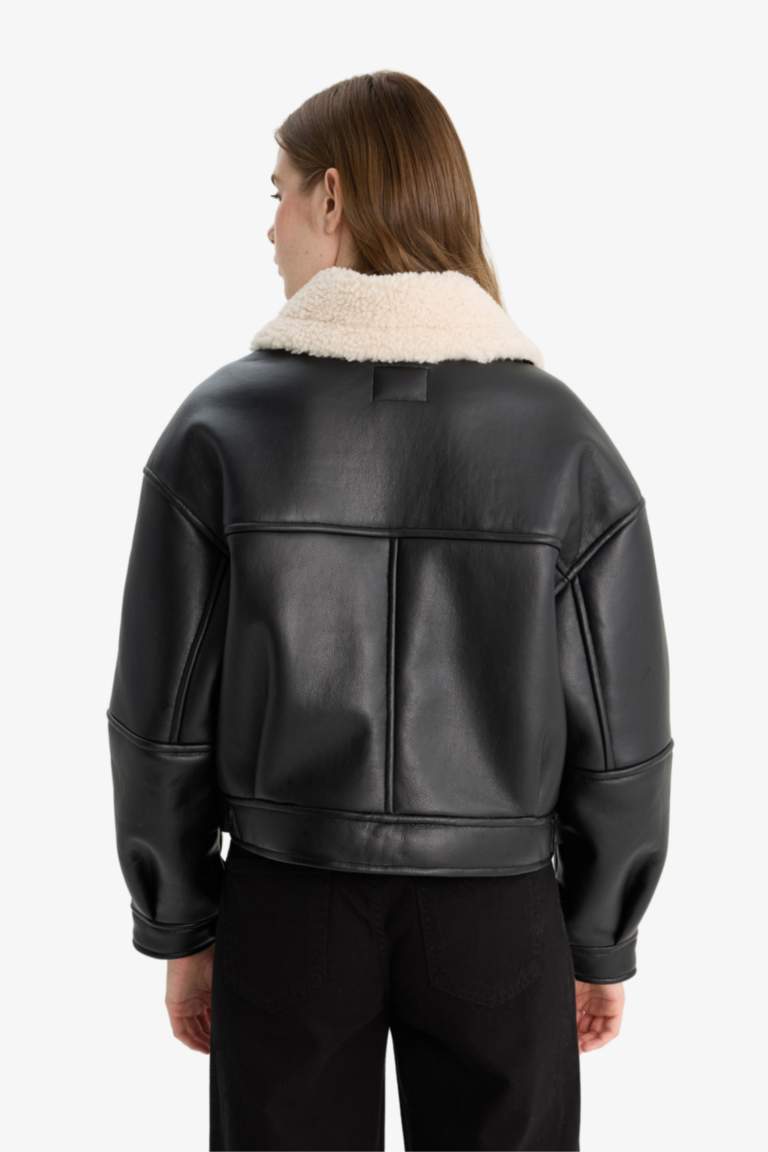 Удлиненная куртка Oversize с подкладкой из искусственного меха на молнии