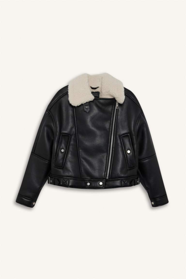 Удлиненная куртка Oversize с подкладкой из искусственного меха на молнии