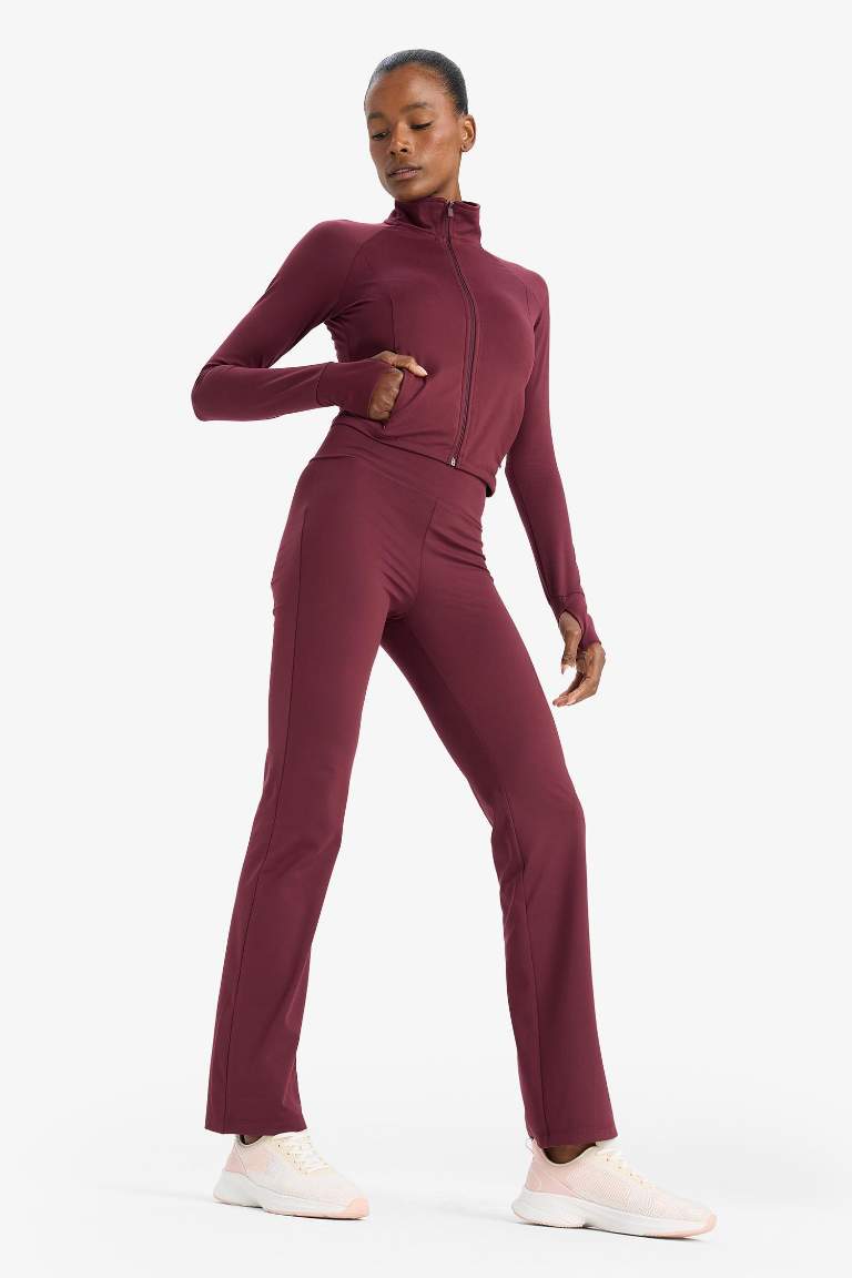 DeFactoFit Standart Fit Vücuda Oturan Dik Yaka İçi Yumuşak Tüylü Ultra Soft Parmak Detaylı Fermuarlı Hırka