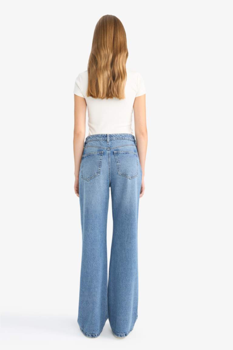 Джинсы Straight Wide с высокой талией и длинной штаниной