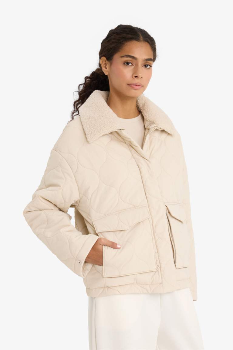 Veste avec doublure en polaire à col polo Coupe régulière