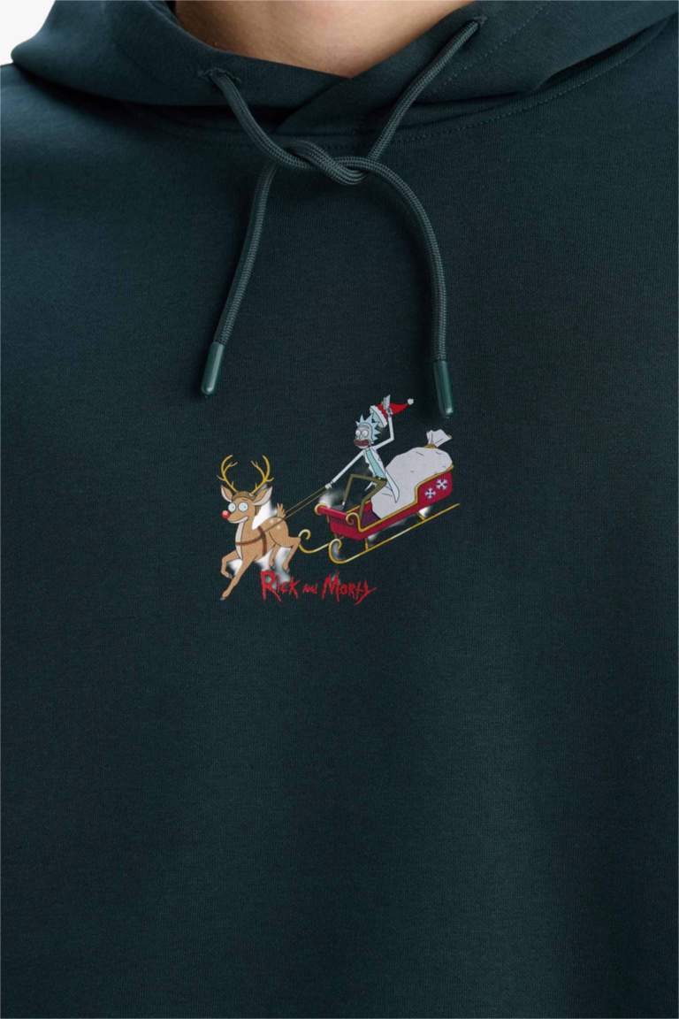 Rick and Morty Boxy Fit Hooded Back Printed Sweatshirt