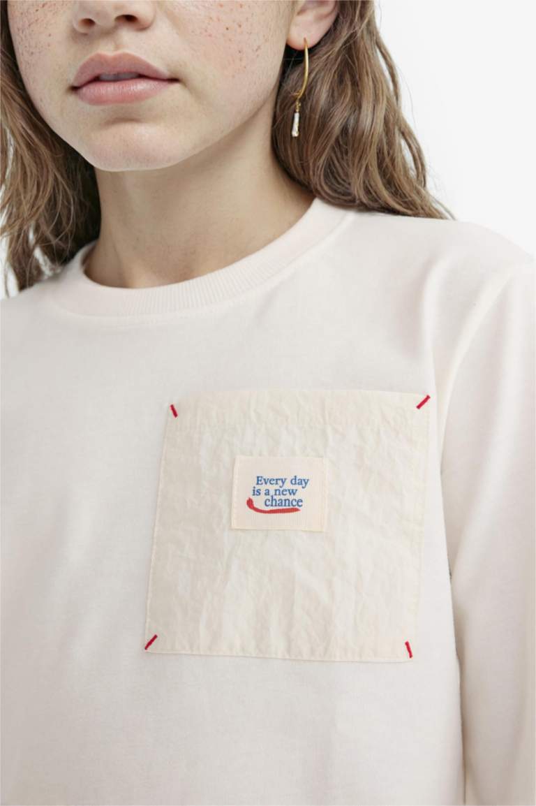 T-shirt oversize imprimé à col rond à manches longues pour fille