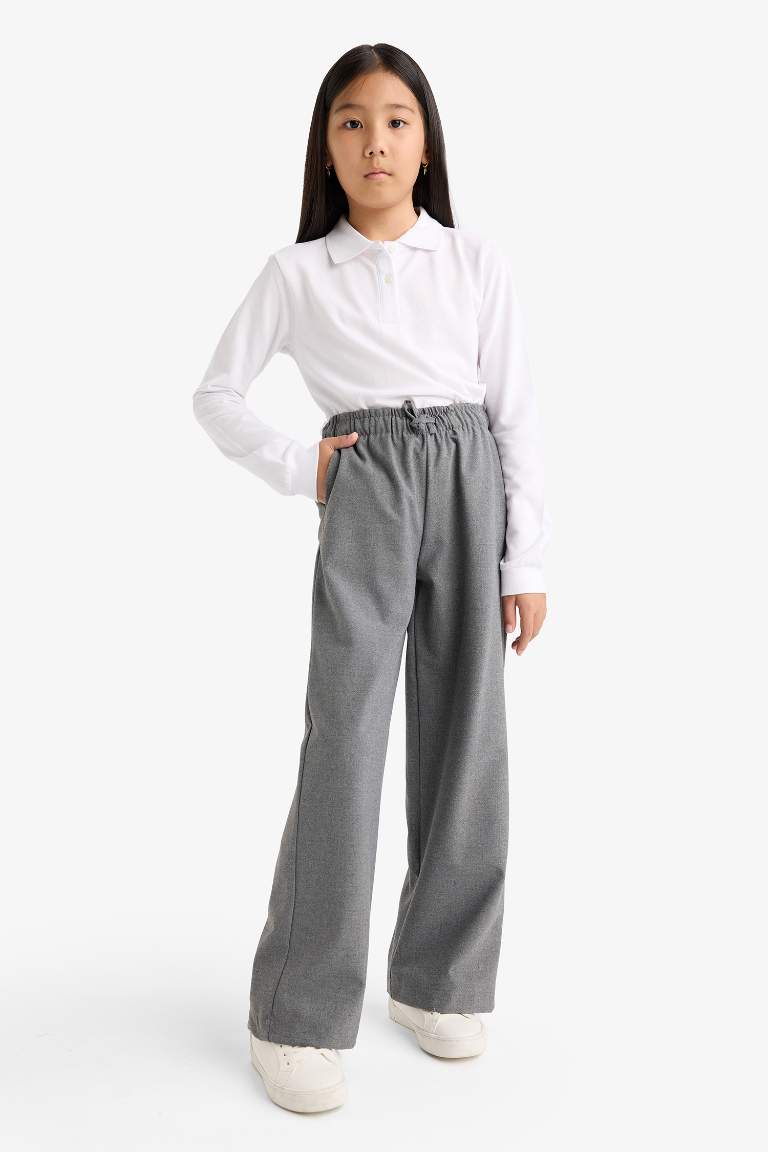 Kız Çocuk Wide Leg Geniş Paça Okul Pantolonu