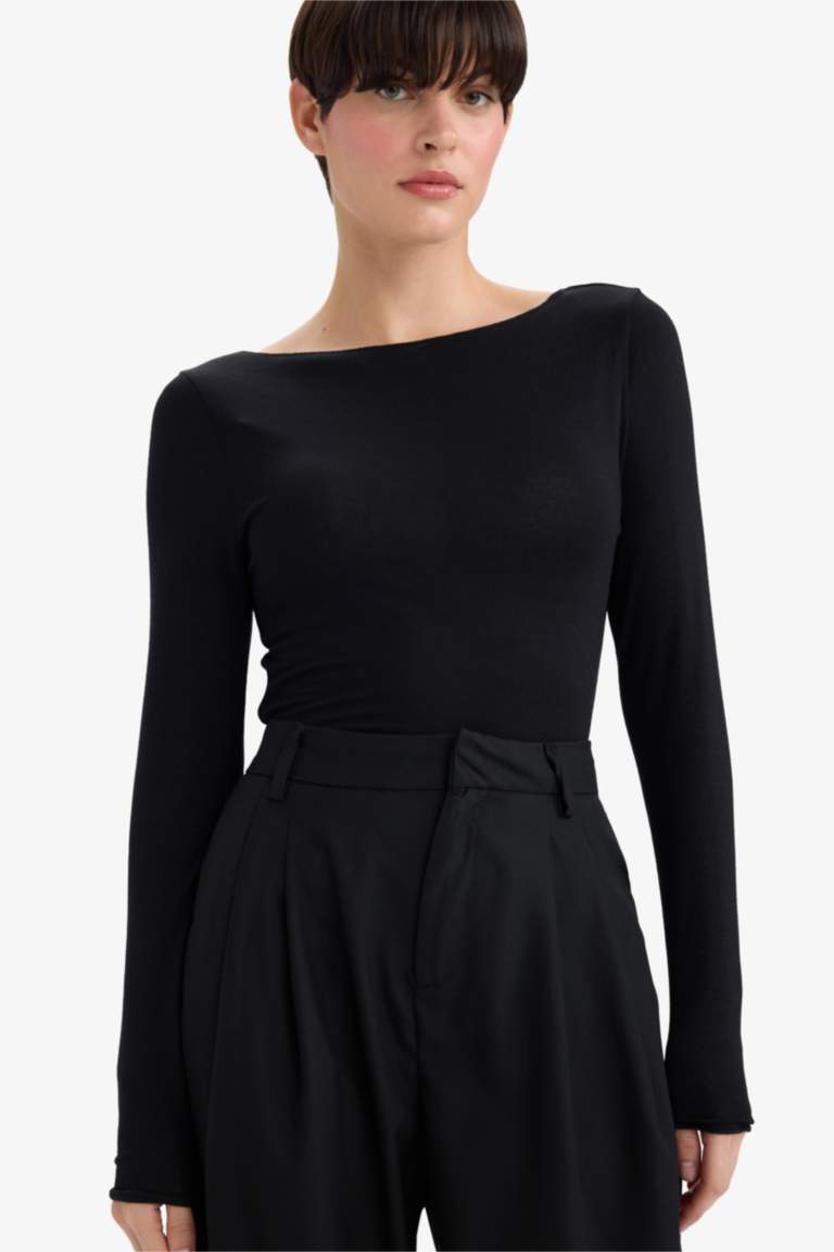 Fall in Love Modal Cashmere Soft Texture Boat Neck Top