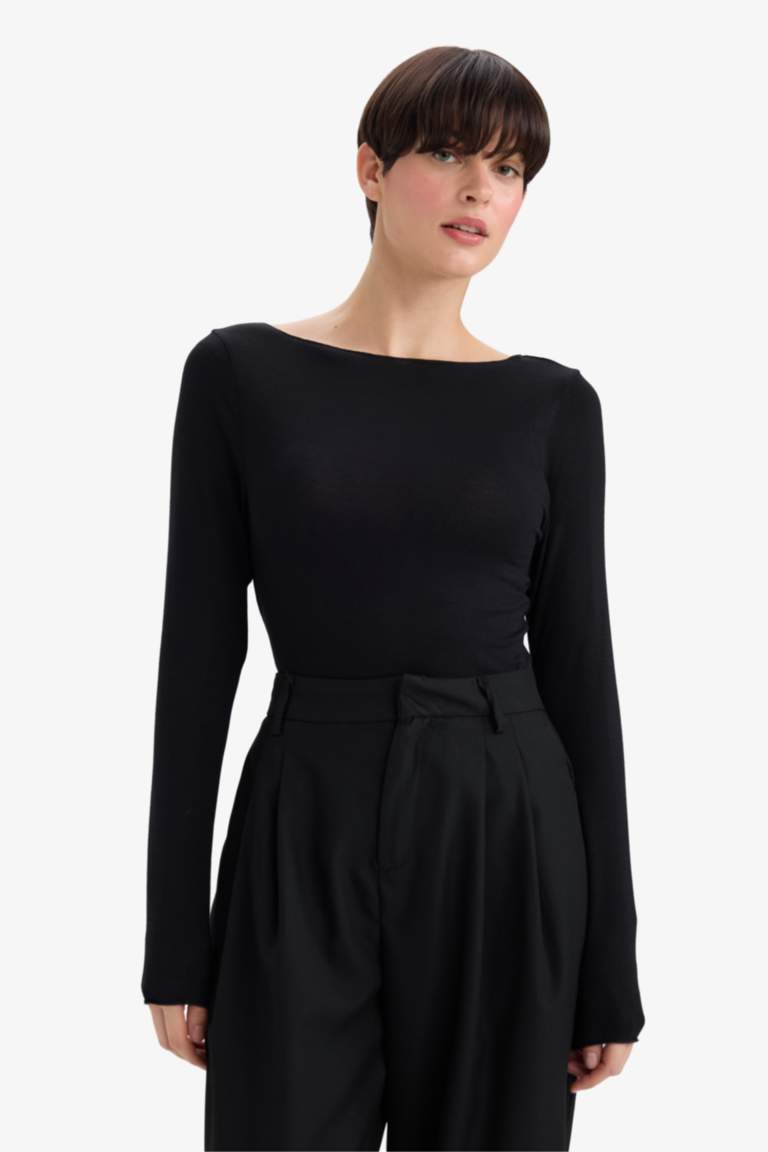 Fall in Love Modal Cashmere Soft Texture Boat Neck Top