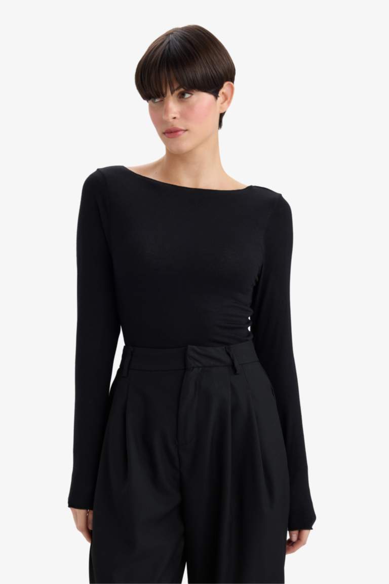 Fall in Love Modal Cashmere Soft Texture Boat Neck Top