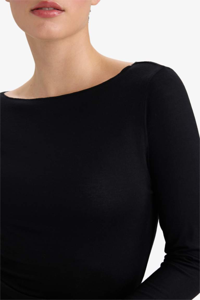 Fall in Love Modal Cashmere Soft Texture Boat Neck Top