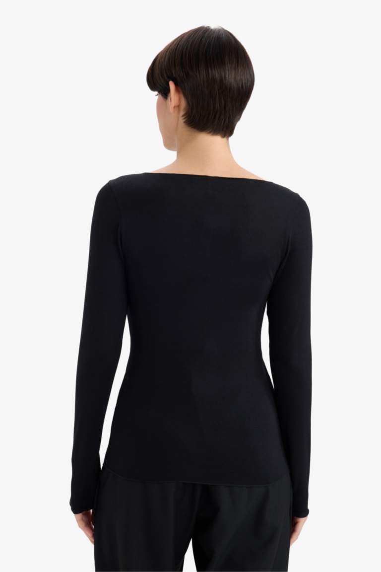 Fall in Love Modal Cashmere Soft Texture Boat Neck Top