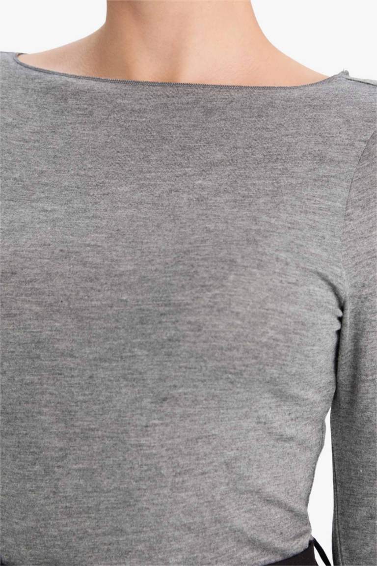 Modal Kaşmir Yumuşak Dokulu Kayık Yaka Uzun Kollu Üst-Fall in Love