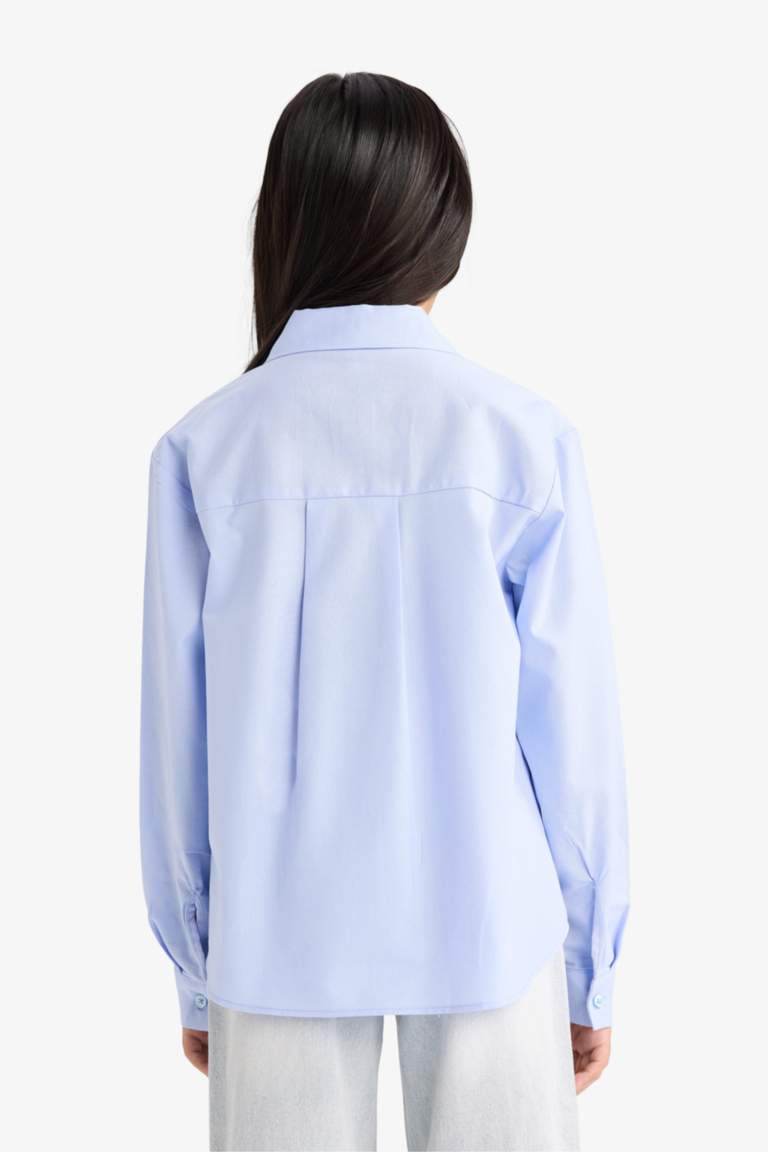 Girl Oversize Loose Fit Oxford Long Sleeve Shirt