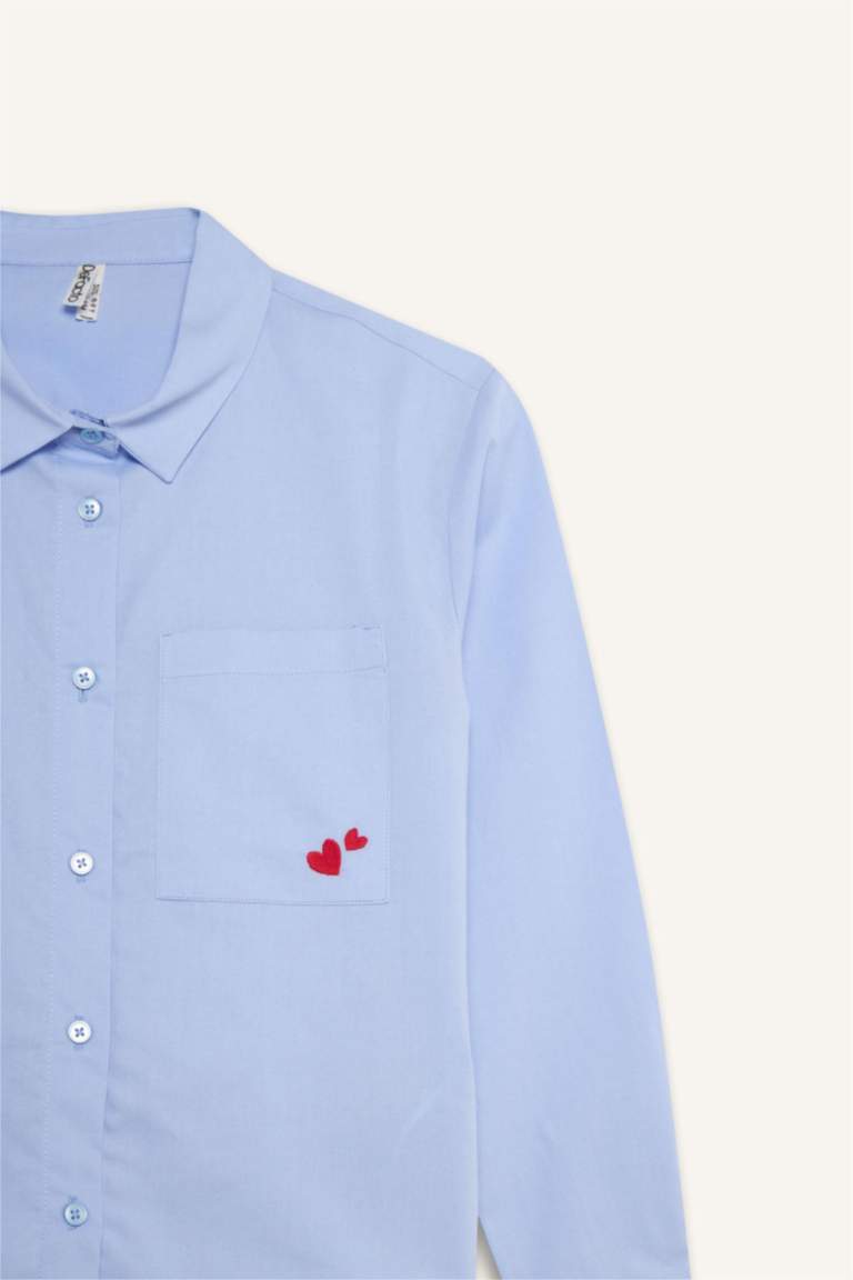 Girl Oversize Loose Fit Oxford Long Sleeve Shirt