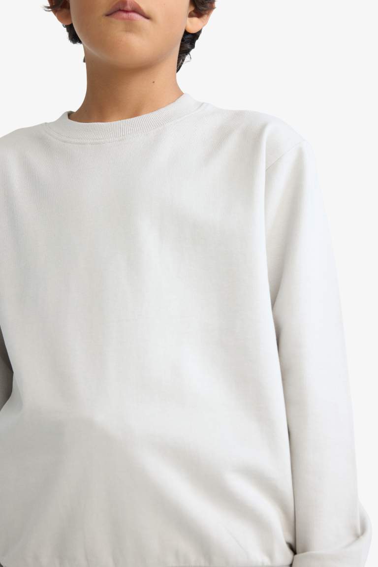 سويت شيرت ولادي بيزك سادة قصة عادية بياخة مستديرة